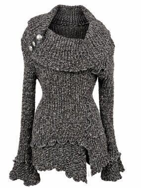 LaSeine Metallic Knit Sweater | Asymmetrical Cowl Neck | Boho Chic